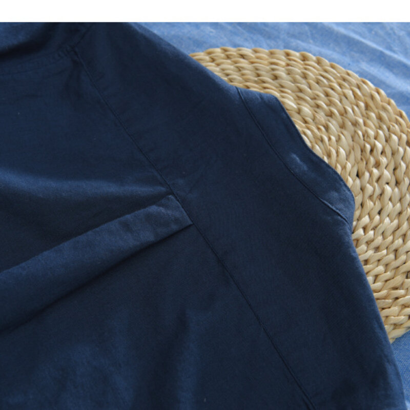 New Summer Cotton Linen Short Sleeve Shirt, Casual Half Sleeve Cardigan Shirt, Thin and Comfortable Breathable