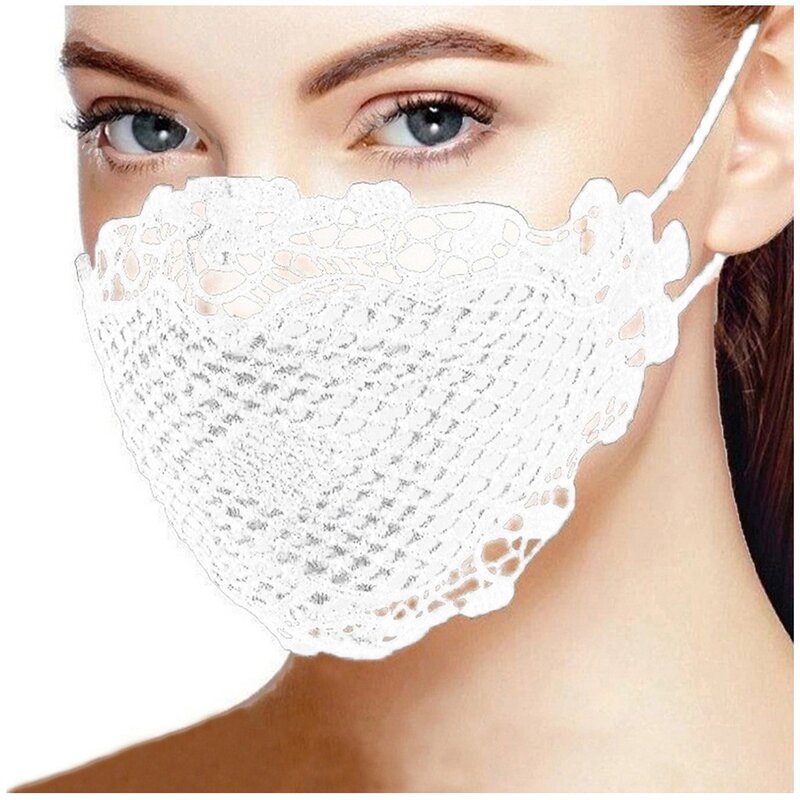 Masque de protection respirant en dentelle pour femme, masque facial confortable, lavable et réutilisable, à la mode, 2 pièces