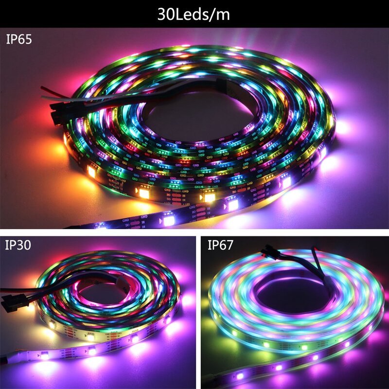 WS2812B WS2811 WS2813 WS2815 RGBIC Pixel LED Strip Light Individually Addressable 30/60/144Leds/m Tape Lights WS2812 IP30/65/67