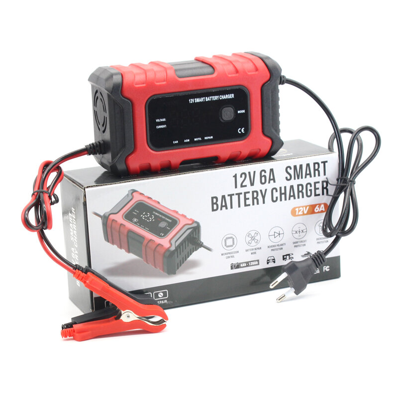 Foxsur 12v Autobatterie ladegerät für Alter Gel Blei Säure Batterien von Autos Motorrad rvs Rasenmäher Boote Batterie halter