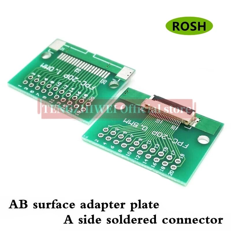 5PCS FFC/FPC adapter board 0.5MM-20P to 2.54MM welded 0.5MM-20P flip-top connector