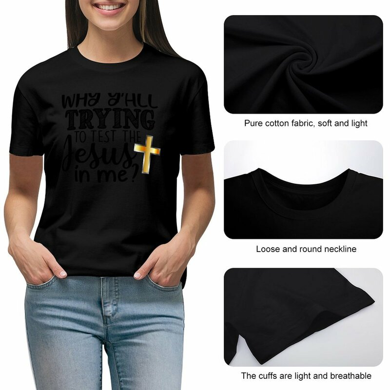 Jesus In Me Funny Christian T-shirt animal print shirt for girls tops workout shirts for Women loose fit