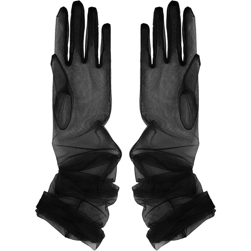 Прозрачные солнцезащитные перчатки в стиле ретро, перчатки для сенсорного экрана, женские ультратонкие перчатки, тюлевые Длинные свадебные перчатки до локтя для невесты