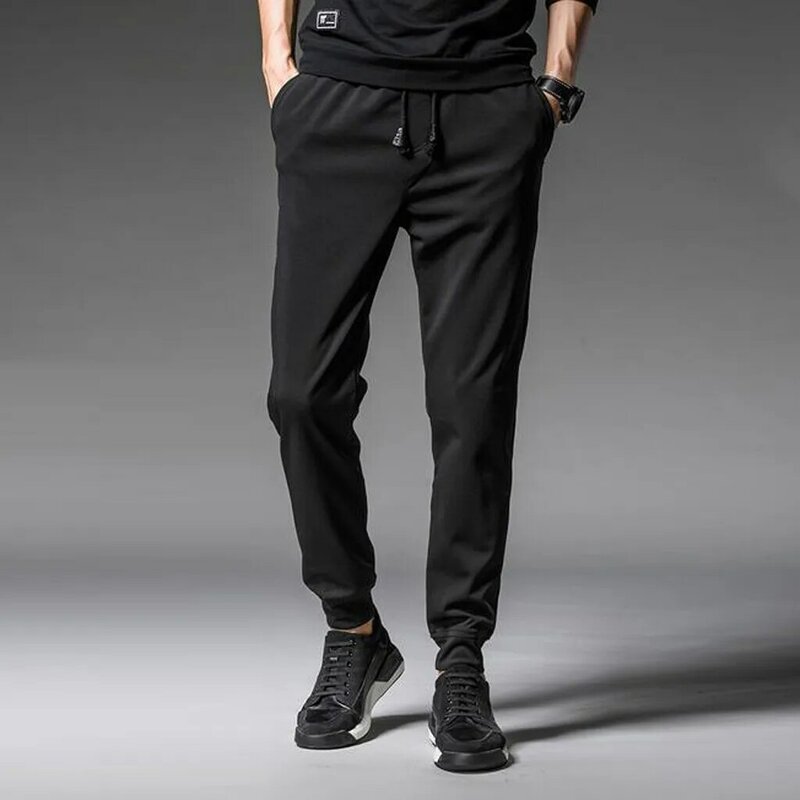 Pantalones deportivos informales para hombre, pantalón de chándal versátil de color sólido, con cordón, cintura elástica, holgado, talla grande