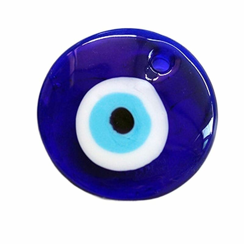 Manik-manik jimat mata jahat bulat keberuntungan klasik mata biru keberuntungan uniseks Punk Hip Pop Kalung liontin mata biru DIY