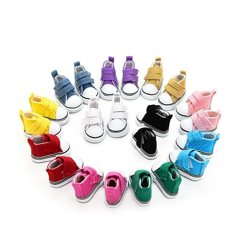 BJD accessoires 5cm 1/6 chaussures de poupée chaussures faites à la main pour poupées Mini toile lacets accessoires de poupée jouets décontractés cadeau pour enfants