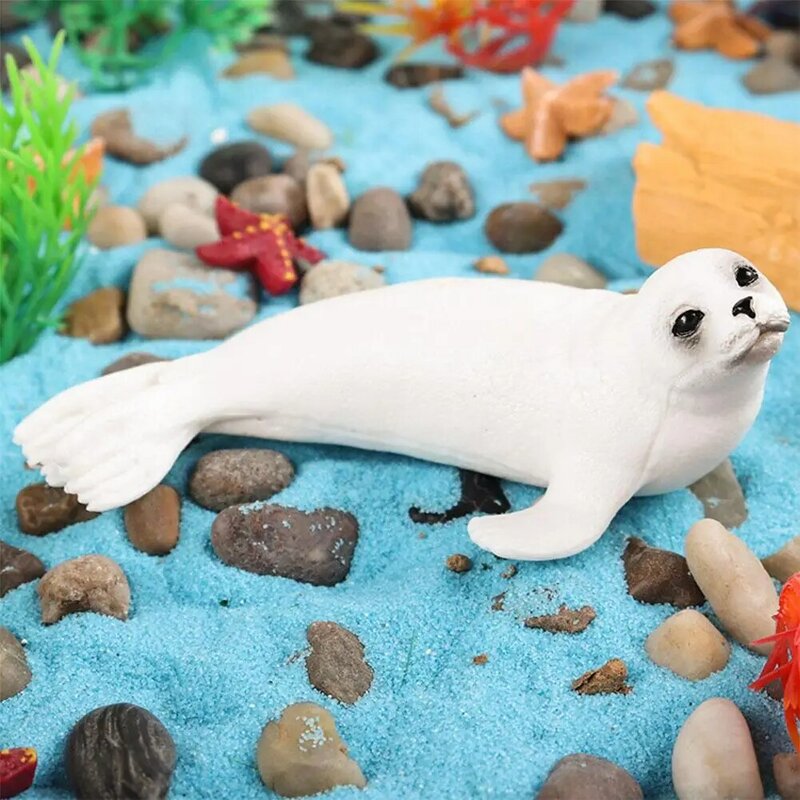 Modelo de Animal marino simulado para niños, juguete decorativo cognitivo para padres e hijos, nutria de morsa interactiva, adorno de escritorio, U1N4