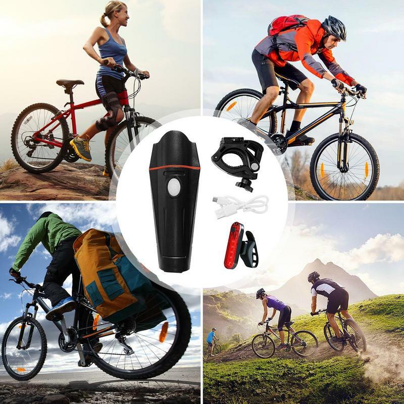 USB recarregável bicicleta frente luz, bicicleta farol, impermeável, poderoso, montanha