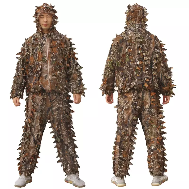 Trajes Ghillie biónicos de hojas 3D, ropa de caza con capucha, CS, transpirable, para exteriores, observación de aves, caza forestal, traje de francotirador