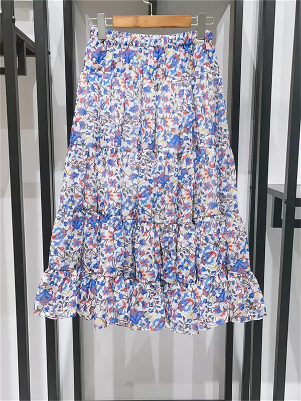 Женская юбка с цветочным принтом и эластичным поясом