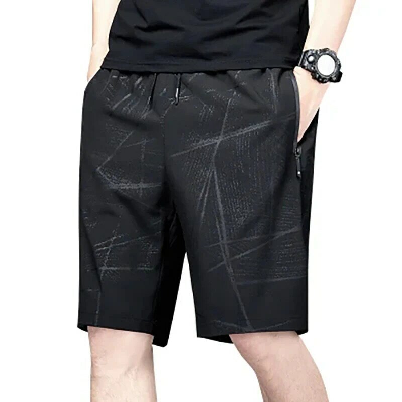 Pantalones cortos deportivos de secado rápido para hombre, Shorts informales de seda de hielo, cómodos, transpirables, holgados, 8XL talla grande, Verano
