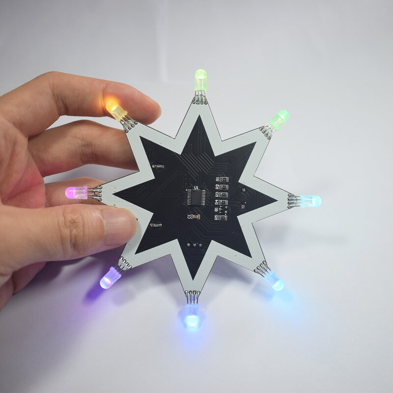 لون LED شكل نجمة مثمنة شجرة عيد الميلاد الديكور صندوق تشغيل الموسيقى الإلكترونية جهاز لوحة المفاتيح لتقوم بها بنفسك طقم صنع الالكترونيات