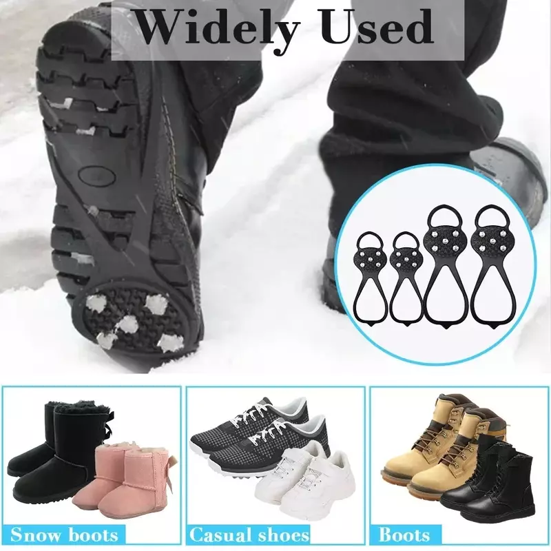 Non-Slip Ice Snow Gripper Shoe Spikes Traction Cleats Anti-Skid Boots Overshoes Crampons with Steel Studs Winter Safety Tool