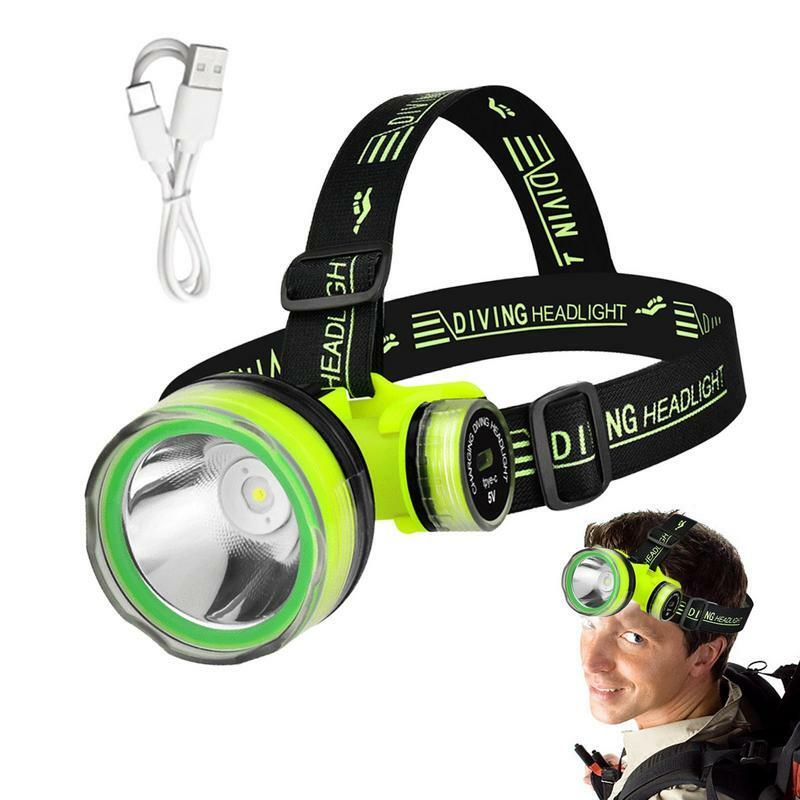 LED Headlamp Fishing Headlight Head Lamps 350m Underwater 2 Modes Zoomable Waterproof Super Bright Camping Light Rechargeable