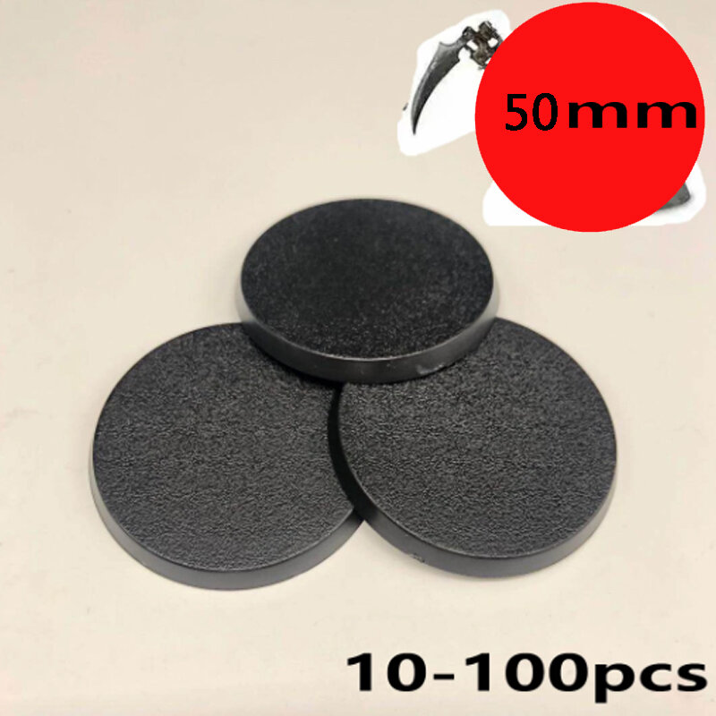 Bases redondas de plástico para juegos de guerra, miniaturas de 50mm, 20-100 piezas