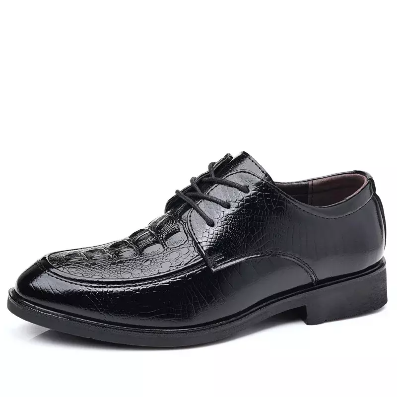 Skórzane buty męskie PU luksusowe buty ze wzorem krokodyla męskie ubranie formalne na co dzień buty towarzyskie męskie obuwie ślubne Zapatos Hombre