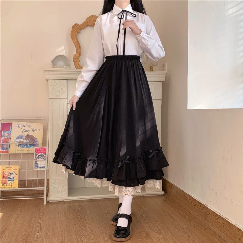 Женские юбки 2023, белая юбка в японском стиле Y2k, милая одежда, юбка в стиле "Лолита", дешевая Женская одежда и Бесплатная доставка, юбка миди