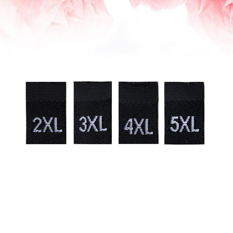 Ultnice-Etiquetas de tamaño personalizado para coser ropa, 500 piezas, tallas de camisa negra, XS-XL"