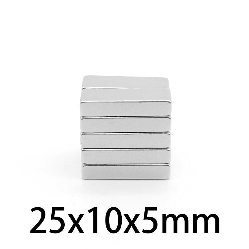 Imanes de neodimio de tierras raras rectangulares, imanes de bloque fuertes N35 de 25x10x5mm, 2/5/10/20/30/50 piezas, 25x10x5mm