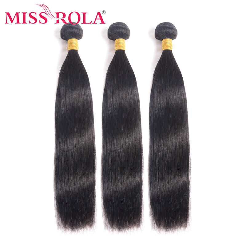 Miss Rola Hair-mechones de cabello brasileño 100% humano liso, 8-40 pulgadas, Color Natural, Remy, doble trama