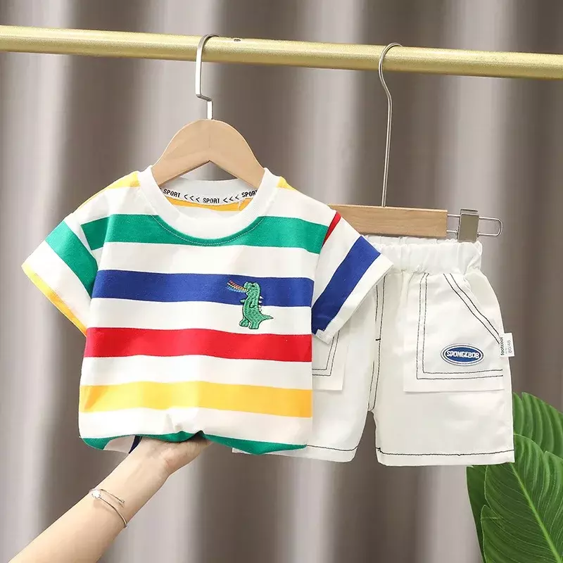 2 sztuki odzieży dziecięcej ubrania dla matki dzieci zestawy dziecięce chłopcy t-shirt spodenki letnie bawełniane kombinezon z krótkim rękawem