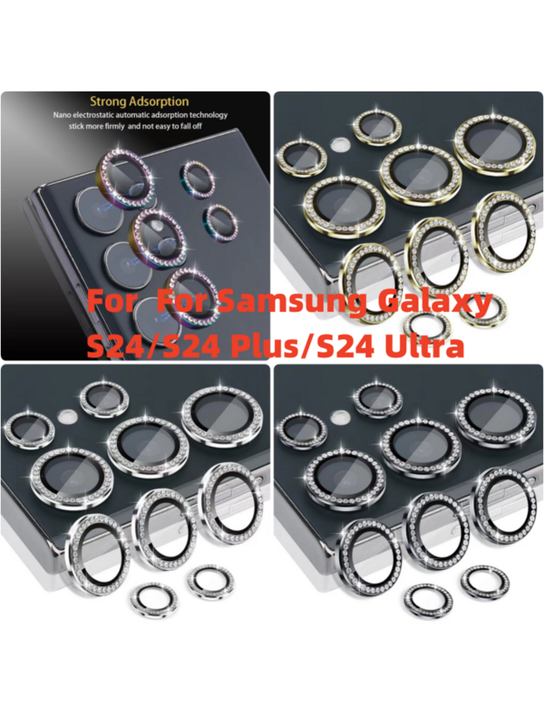 Metal Lens Ring Glass Case para Samsung, Camera Lens Screen Protector, Capa para Galaxy S24 Ultra, S24 Plus