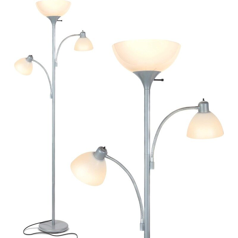 Sky Dome Double LED Floor lamp, Torchiere Super Bright Floor Lamp with 2 Reading Lamps for Living Rooms & Offices