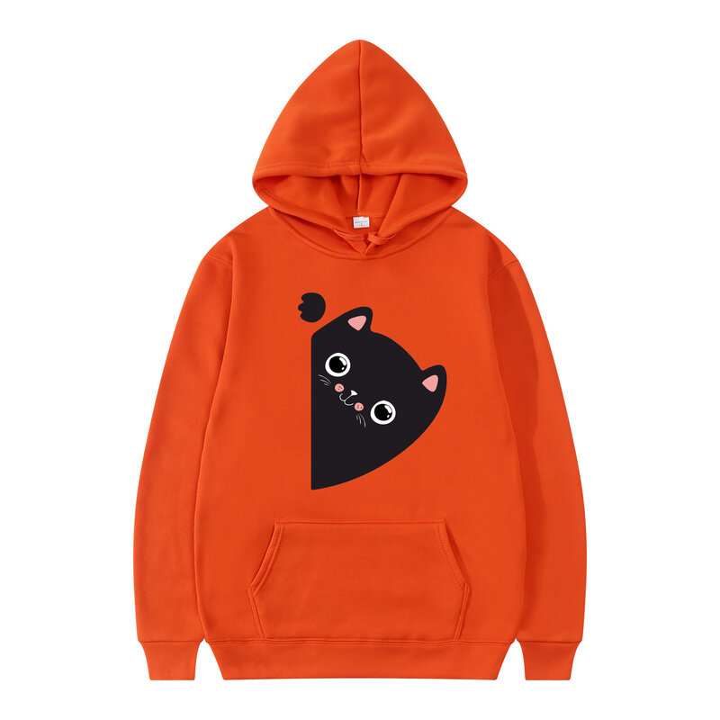 Hoodie kartun pria, atasan Hoodie pola kucing Anime, baju olahraga ukuran besar kasual Pullover pasangan Kawaii musim gugur