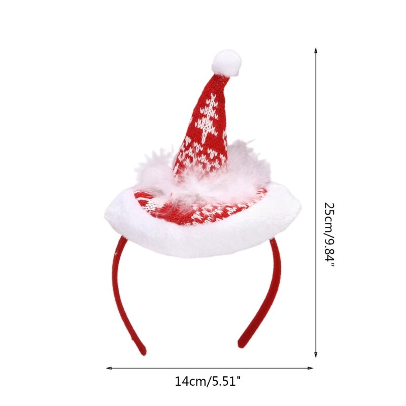 Feder-Weihnachtsmütze-Stirnbänder, gestrickte Weihnachtsmütze, Haarbänder, Feiertags-Party-Requisiten 264E
