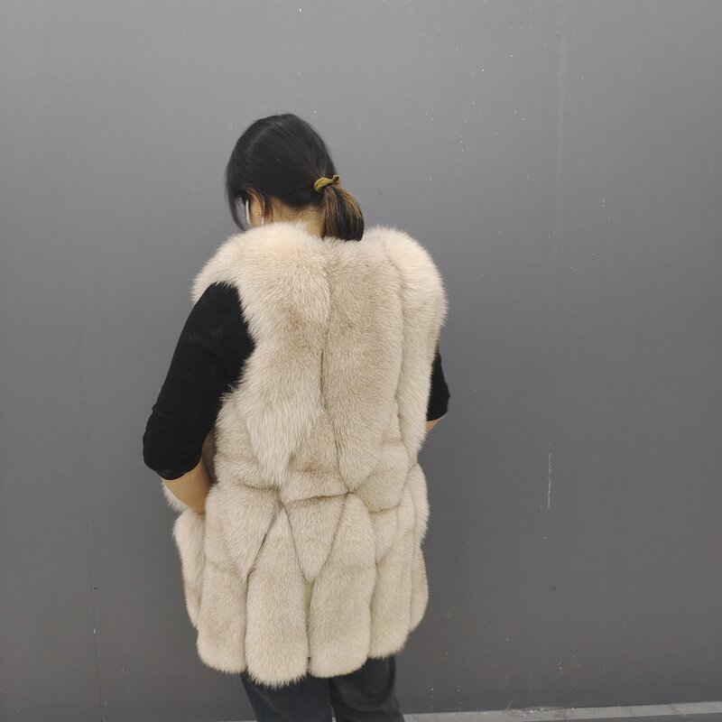 Coletes de pele de raposa femininos, casacos de couro feminino novo estilo, inverno