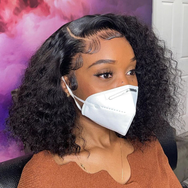 Curly Wigs Short Bob Wig Lace Front Human Hair Wigs Glueless Wig 13X4 Hd Lace Frontal Wig Curly Human Hair Wig 4X4 Closure Wigs