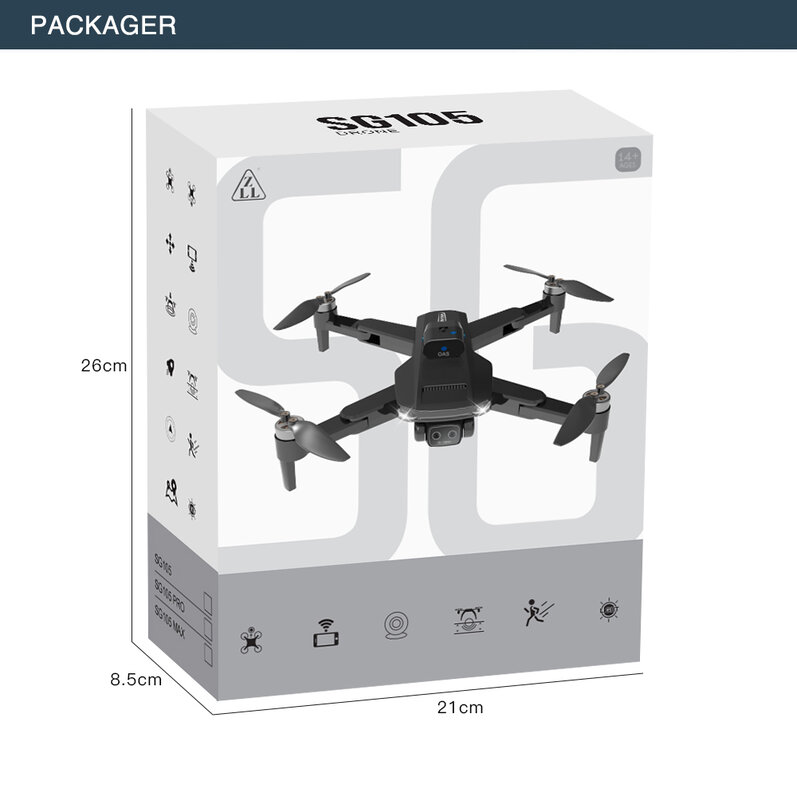 ZLL SG105Max RC Drone 4K HD podwójny aparat FPV czteroosiowy składany quadcopter WIFI GPS RC odległość 1200M unikanie przeszkód zabawki