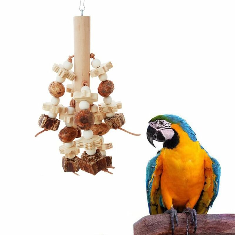 Odporna na ugryzienia zabawka zapobiegająca zadrapaniom drewniany, z ptakiem zabawka do żucia do wieszania ptasich owoców gryzących zęby