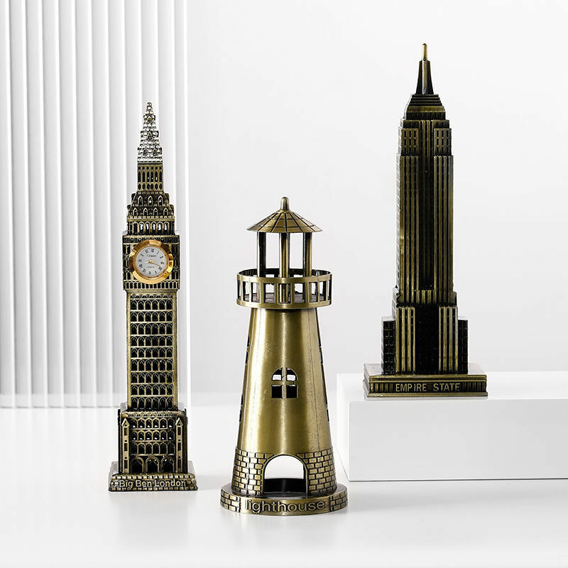 Modelo de arquitectura de edificios famosos del mundo de Metal BJ02, estatua, recuerdo turístico, decoración del hogar y la oficina, decoración de escritorio