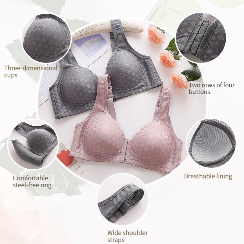 The New Front Button Type Sexy Brassiere Anti-sagging Gathered No Steel Ring Ladies Mother Large Size Thin Section Underwear Bra