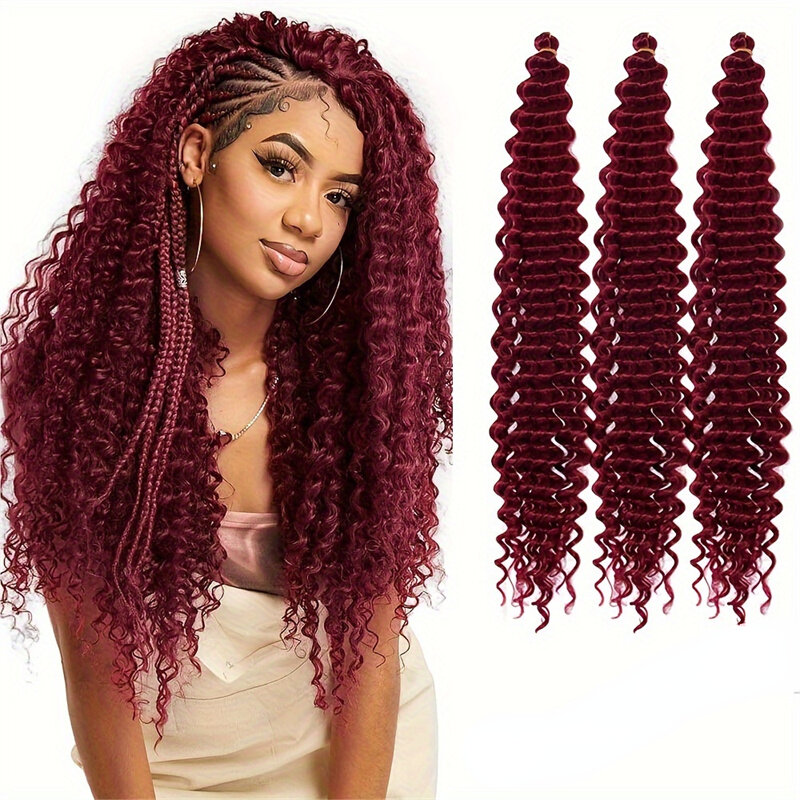 Ariel Curly Braiding Crochet Hair 22 Inch Deep Wave Twist Crochet Hair Extensions Ombre Ocean Wave Crochet Hair Synthetic Wigs