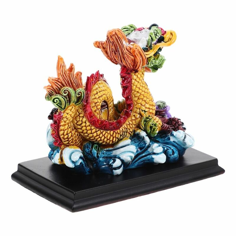 Chinese Stijl Dragon Craft Decor Huishouden Desktop Decoratief Ornament Hars Sculptuur Standbeeld Reisgeschenk