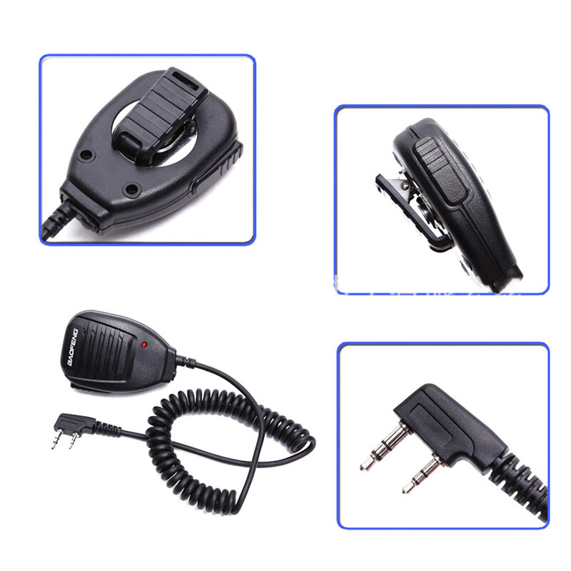 Altavoz duradero con micrófono para walkie-talkie, walkie-talkie con conector de 3,5mm/2,5mm, BF-888S negro para Baofeng, micrófono de mano, Radio