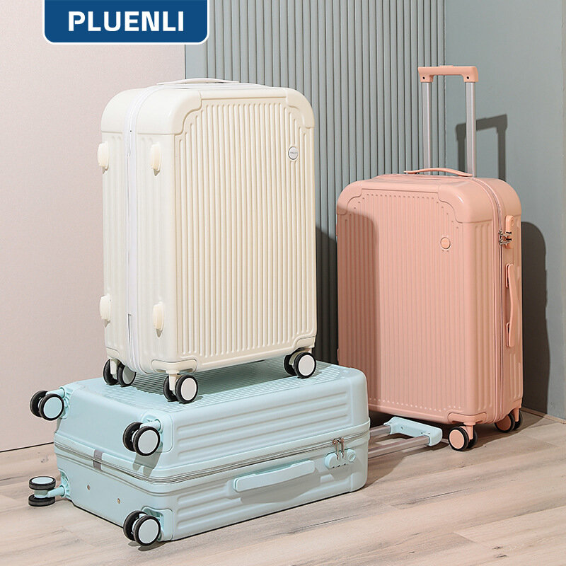 PLUENLI Luggage Women's Trolley Case Student Travel Suitcase with Combination Lock Small Lightweight
