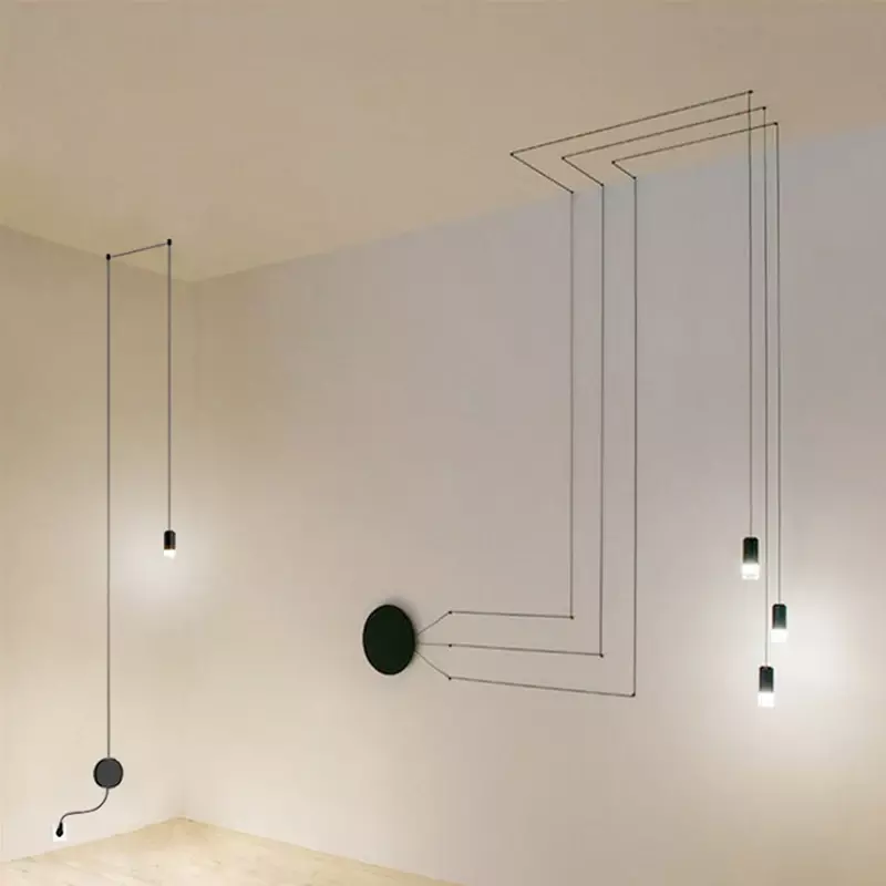 Design industriale lampada da parete a LED linea lunga nero vintage LOFT fai da te caffetteria cucina soggiorno moderno sala da pranzo bar luce a sospensione