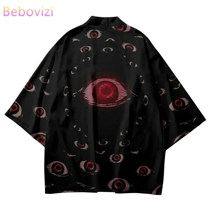 Nuovo Design Eye Print Kimono tradizionale 2023 stile giapponese donna uomo Streetwear Beach Cardigan Fashion Cosplay Haori camicie Top