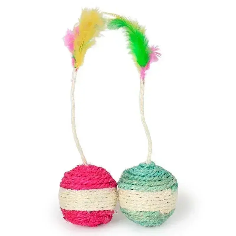 1Pc Cat Toy Sisal Scratching Ball Training giocattolo interattivo per gattino Pet Cat Supplies Feather Toy Cat Toys Interactive