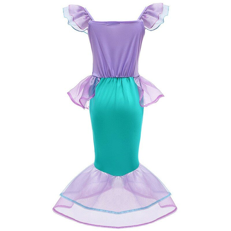 Disney-disfraz de la Sirenita Ariel para niños, vestido Morado para niñas, Cosplay, Carnaval, fiesta de cumpleaños, vestido de sirena