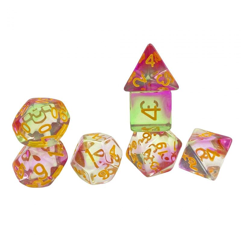 7 buah Set dadu polihedral dadu akrilik untuk permainan papan permainan meja pesta