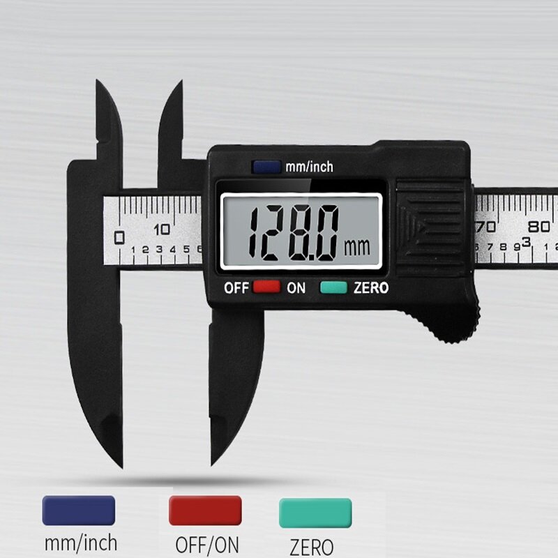 Calibro digitale con gamma 0-100mm con schermo LCD calibro a corsoio elettronico in plastica pratico strumento di misurazione del righello digitale