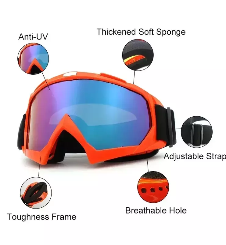Óculos de esqui anti-nevoeiro, óculos de sol Windproof, óculos táticos, esportes ao ar livre, snowboard, ciclismo, motocicleta, inverno