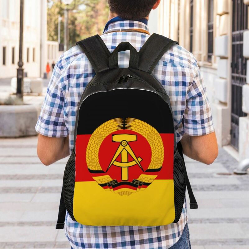 Niestandardowy plecak na laptopa z flagą DDR, kobiety, mężczyźni, codzienna torba na książki do toreb szkolnych
