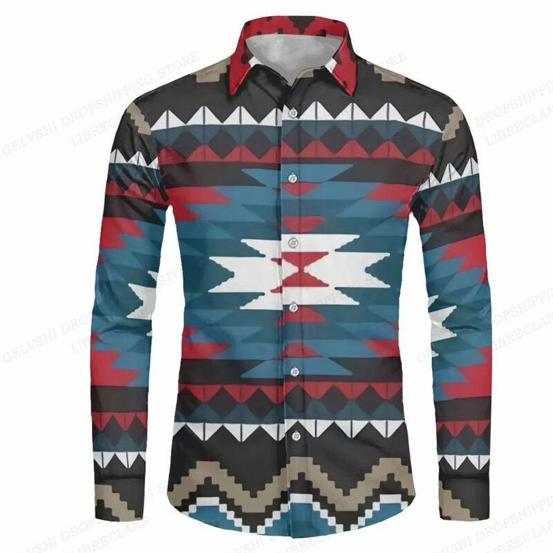 New Men's Button Shirt Dashiki African Print Long Sleeve Shirts Tops Traditional Couple Clothes Hip Hop Ethnic Style Clothing