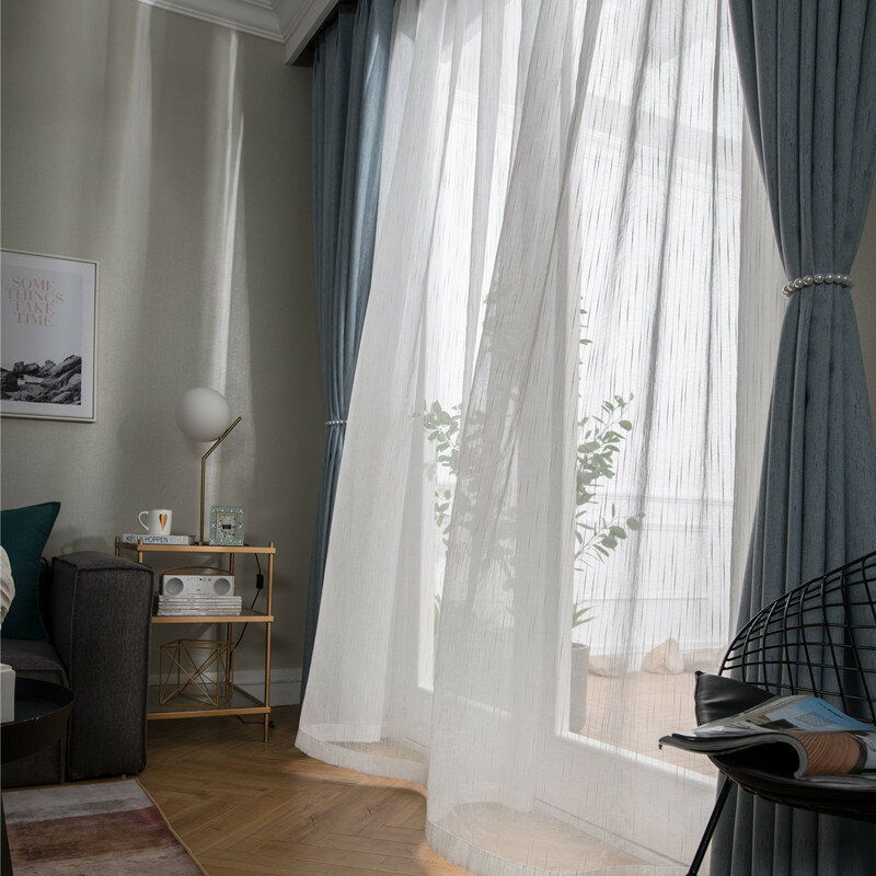 北欧シェードリビングダイニングルーム寝室ポリエステル模造リネン遮光カーテン