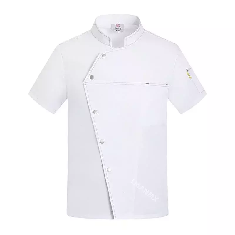 Veste de chef unisexe à manches courtes, manteau de cuisine, haut d'uniforme de restaurant chinois